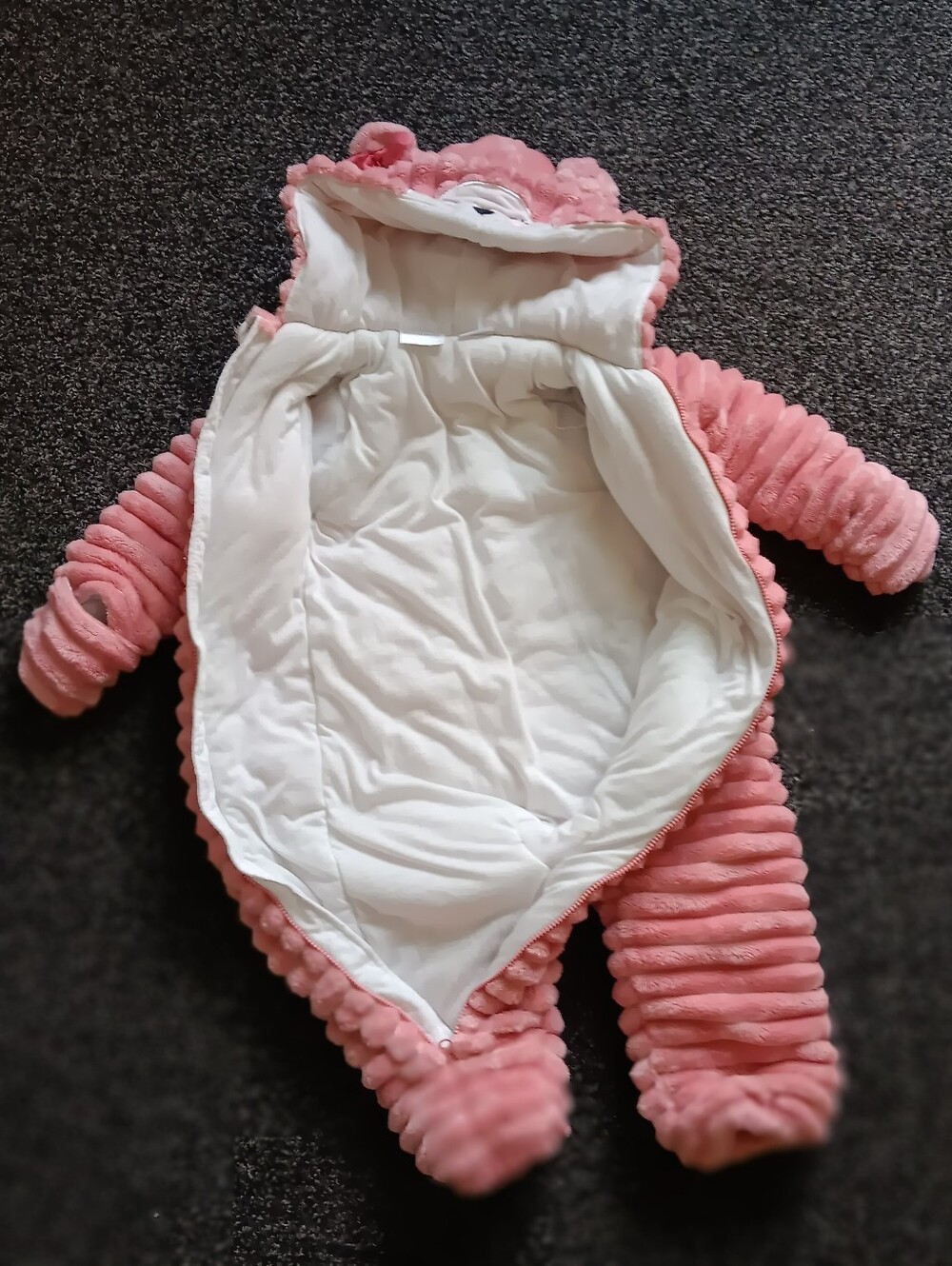 Quilted Koala Baby Pink 12-18 Mo. Infant Bear Full Zip Warm Snowsuit, Footless - Picture 7 of 8